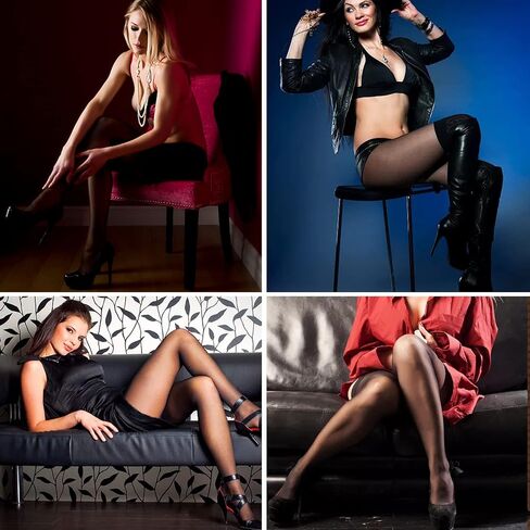 Buauty 4 Pack 20D Sheer Black Tights for Women,Breathable Pantyhose for Women, women's stockings with Reinforced Toe in Saudi Arabia