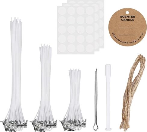 Candle Wicks, 60Pcs Candle Wicks for Making Candles(10cm, 15cm, 20cm), with Candle Wick Holders, Wick Holder Tubes, Low Smoke & Longer Burning Time for DIY Candles Crafts in Saudi Arabia