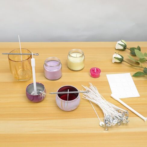 Candle Wicks, 60Pcs Candle Wicks for Making Candles(10cm, 15cm, 20cm), with Candle Wick Holders, Wick Holder Tubes, Low Smoke & Longer Burning Time for DIY Candles Crafts in Saudi Arabia