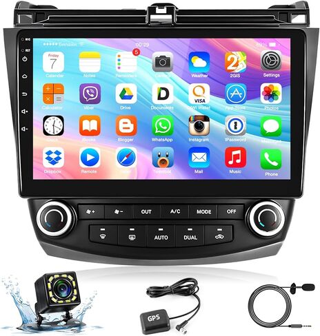 Android Car Stereo for Honda Accord 7th 2003-2007, 10.1 inch Touchscreen Car Radio with GPS Navigation, Bluetooth/Backup Camera, WiFi, FM, USB, EQ, Microphone, Mirror Link for Android/iOS in Saudi Arabia