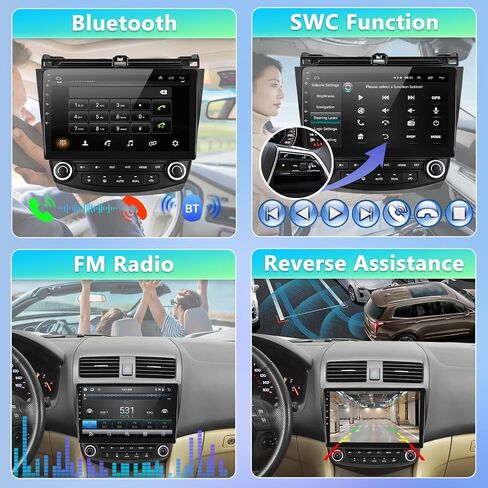 Android Car Stereo for Honda Accord 7th 2003-2007, 10.1 inch Touchscreen Car Radio with GPS Navigation, Bluetooth/Backup Camera, WiFi, FM, USB, EQ, Microphone, Mirror Link for Android/iOS in Saudi Arabia