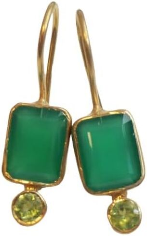Smoky Quartz and London Blue Topaz Gold Plated Sterling Silver Drop Earrings - Handmade Gemstone Jewellery Gift Ideas for Women in Saudi Arabia