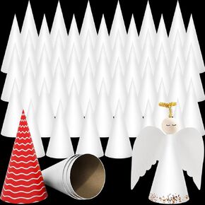 16 Pcs White Paper Mache Cones, 5.9 x 2.75 Inches Open Bottom Cone Cardboard Craft Cones for Christmas DIY Gnomes Trees Holiday Decorations (16)