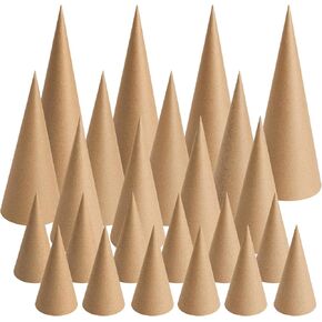 TFTAFAN 24 PCS Christmas Paper Mache Cones, Christmas Thick Cardboard Craft Cones Bulk, Open Bottom Cone for Halloween Christmas Valentine's Day DIY Gnomes Ornament Cone Tree Decorations