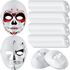 Hiboom 80 Pcs DIY Full Face Masks Paintable Paper Mask Paper Mache Masks Masquerade Mask, Halloween Mask and Classroom Art