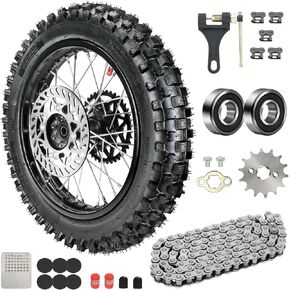 90/100-14 14" Rear Dirt Bike Wheel Tire Rim Assembly for SSR Apollo 150cc 140cc 125cc CR80R CR85R CRF80F CRF125F TaoTao DB17 KLX65 TT125 Off Road Pit Bike and Bearing Brake Rotor Chain Sprocket