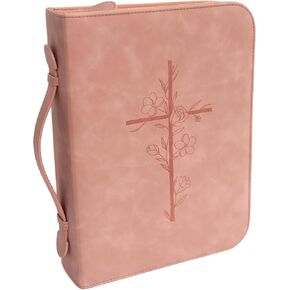 Bible Cover Case for Women - PU Leather Bible Covers for Women –Bible Case for Girls - Minimalist Design Debossed Bible Case, Large Bible Covers for Women – Bible Accessories (Beige/Gold)