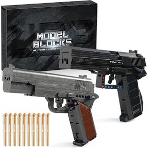 M1911 & USP Building Blocks Guns Compatible with Lego - 723 Pieces Model Gun Building Sets with 2 Shootable Pistol Toys, Great Gun Models Gifts for Kids and Adults