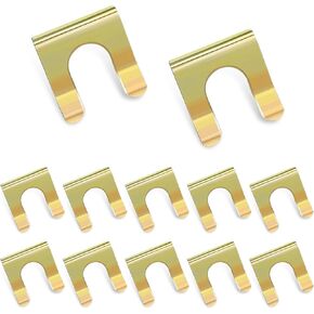 12 PCS Car Gear Shift Cable Handbrake Cable U-clip, 1.06" x 1.1" Metal One-piece Molded Oil Pipe Clip, Multi-purpose Replacement Non-destructive Installation Parts, for Cars (Gold)