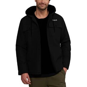 Hurley Men's Charger Jacket - Sherpa Lined Outdoor Jacket with Snap Closure Pockets - Button Down Men's Hooded Jacket (S-XL)