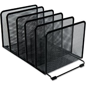 Universal UNV20001 Deluxe Mesh 5-Section Stacking Sorter - Letter to Legal Size, Black