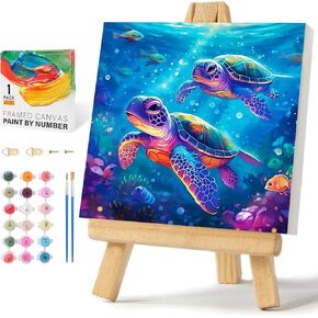 WEMEON Elephant Paint by Numbers Kit for Kids with Framed- Easy Paint by Numbers Kit for Kids Age 4-12, Simple Painting Paint by Numbers for Gift Home Wall Decor(10x10Inch)