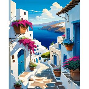 pvoodire Landscape Paint by Numbers Kit for Adults,Scenery Paint by Number on Canvas,Paint by Number Perfect for Gift Home Wall Decor(16x20inch)
