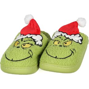 Grinch Slippers Dr Seuss The Grinch Who Stole Christmas 3D Hat Holiday Matching Family Rubber Bottom House Slipper