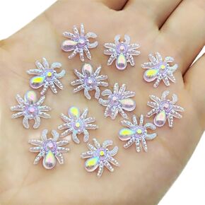 50pcs Halloween Purple Spider Resin Flatback Charms for Scrapbooking Embellishment Decoration DIY Craft Making 14 x 13mm