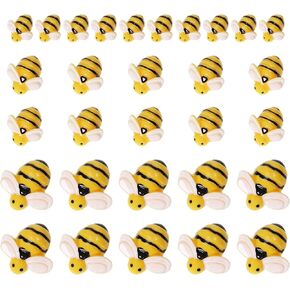 Tiny Resin Bees 30Pcs Small Plastic Flatback Bumble Bee Decor Embellishments for Art Crafts Birthday Party Table Decoration (30)
