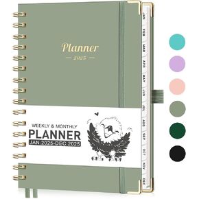 AHGXG 2025 Planner, Weekly and Monthly Calendar Planner 2025 (Jan 2025 - Dec 2025), Hardcover Planner with Monthly Tabs, Inner Pocket, Planner for School Home Office Supplies, 6" X 8.38", Purple