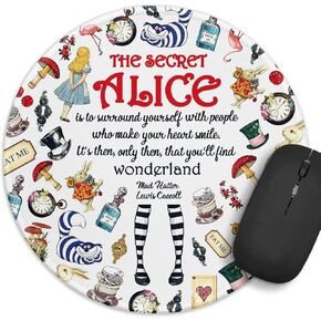 Funny The Secret Wonderland Round Mouse Pad，The Secret Wonderland Themed Mouse Pad ，8.7 inch Stitched Edge Non-Slip Rubber Base，Friendship Gift, Vintage Motivational，Work Gifts for Sister Friend