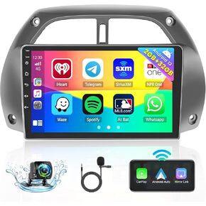 Roinvou 2+64G Android 13 CarPlay Stereo for 2000-2003 Toyota RAV4, Built-in Wireless CarPlay Radio with Android Auto, 9'' Touch Screen in-Dash GPS Navigation Support Mirror Link BT HiFi WiFi RDS SWC