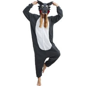 Adult Wolf Onesie Cosplay Costume Halloween Outwear