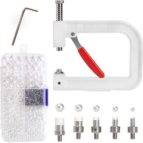 آلة إعداد يدوية من Okllen Pearl، آلة تثبيت برشام الخرز مع 5 أحجام، مسامير برشام خرز اللؤلؤ المستديرة للقبعات والملابس والحقائب والتنانير والإكسسوارات المصنوعة يدويًا من الخرز in Kuwait