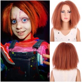 Orange Brown Wig for Kids Child Ginger Wig Short Red Brown Wig Cosplay Party Synthetic Rose Net Wig