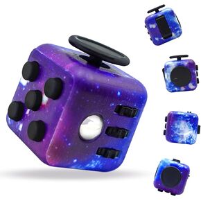 Bytor Fidget Toy Cube, Cube Fidget Anxiety Relief Toys for Adults and Kids, 6 Sided Fidget Toys Cube Hand-Held for Adults, Audible/Silent Fidget Toys for ADD/ADHD/OCD