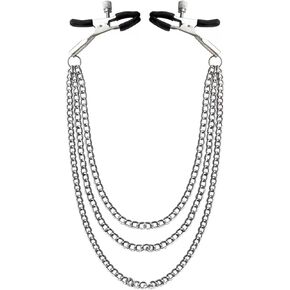 316L Nipple Clamp Adjustable Pressure Pearl Body Chains Necklace Stainless Steel Ring Non Piercing Body Jewelry for Women Men Faux Body Jewelry