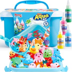 مجموعة Klever Kits Aqua Elf Water Gel Kit، مجموعة ألعاب المياه السحرية الجنية مع 10 مواد هلامية سحرية، و12 قالبًا لمخلوقات البحر لهدايا عيد الميلاد، وهدايا عيد الميلاد، ومفضلات الحفلات، والفنون والحرف اليدوية، ومجموعات العلوم والتكنولوجيا والهندسة والرياض