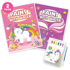 3PCS Paint With Water Books for Kids, Unicorn Mermaid & Dinosaur Watercolor Paint Book Set for Kids,Toddlers Water Color Coloring Painting Drawing Set,Mess Free Toys Gifts for Kids Age 3 4 5 6 7 8