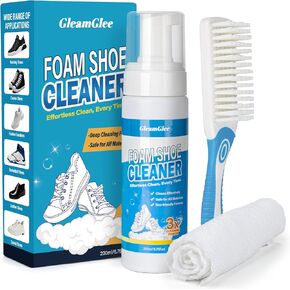 Shoe Cleaner, 6.76 Oz Premium White Shoe Cleaner with Shoe Brush & Towel, White Sneaker Cleaner Work on Leather, Knit, Canvas, Suede, PU