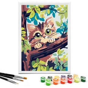 Nariolar Paint by Numbers for Kids Ages 4-8 with 7X9.5 inch Pre-Printed Cardboard,12 Acrylic Paint Pots and 3 Painting Brushes, Craft Gift Room Decor for Children,(Lovely Koala)