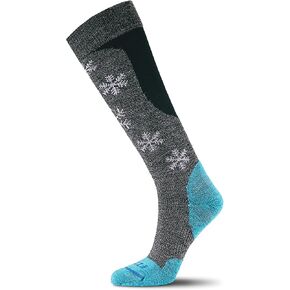FITS Jackson Ultra Light Ski Sock,Unisex, Over-the-calf, Ultra-fine Merino Wool, Breathable, Odor Resistant, Lightweight, Charcoal/Scuba Blue, Medium