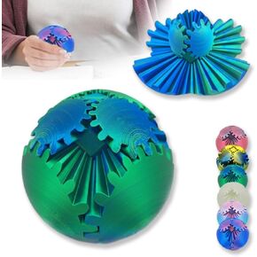 The Steampunk Whirling Wonder Fidget-Gear Ball 3D Printed Gear Ball Spin Ball OR Cube Fidget Toy - Perfect for Stress and Anxiety Relaxin Desk Toy (E)