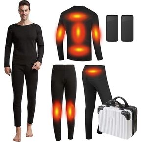 Thermal Underwear for Men with Power Bank Electric Heated Thermal Underwear Set USB Long Johns Men's Travel Heated