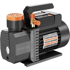5CFM Vacuum Pump, 1-Stage HVAC Vacuum Pump, 1/2HP 38 Micron 110V Air Conditioning Vacuum Pump Kit for R12 R22 R134a R410a, HVAC/AUTO AC Refrigerant Recharging, Milking Cow, Oil Included