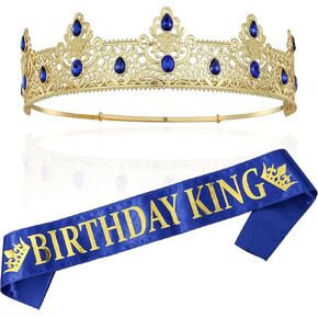 Costume Headwear, Birthday Crown and Sash - Birthday Crown King Birthday Party Decoration (Black-D)