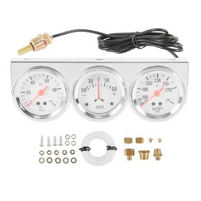 مجموعة أدوات قياس ثلاثية 2 بوصة 52 مم من JDMSPEED (مقياس ضغط الزيت + مقياس درجة حرارة الماء + مقياس أمبير) 3 في 1