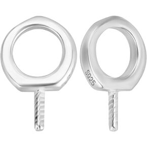 Beebeecraft 1 Box 10Pcs Mini Screw Eye Pin 925 Sterling Silver Screw Eye Pins Clasps Hooks for Half Drilled Beads Bracelet Keychain Earring Crafts Making (9x6x1mm)