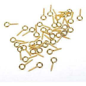 200 Pcs Golden Color Screw Eyes Pin Rings Eye Bail Findings for Clay Jewelry, Resin, Bead, 12 mm X 5mm Hoop