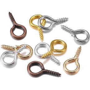 200Pcs Gold Small Tiny Mini Eye Pins Eyepins Hooks Eyelets Screw Threaded Clasps Hooks DIY for Jewelry Making Accessories Jewelry Findings