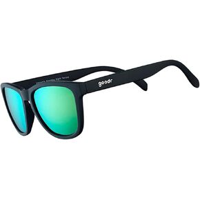 goodr Vincent's Absinthe Night Terrors Polarized Sunglasses for Men & Women, Black Solid Frame with Green Gold Reflective Lens, UV400 Protection, No Slip