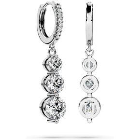 Moissanite Three-stone Diamond Drop Earrings for Women S925 Rodium Vermeil Sterling Silver Trilogy Dangle for Wife Girlfriend Mom Gifts for Her Daughter on Birthday Wedding Anniversary