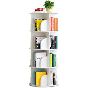 رف كتب دوار، رف كتب زاوية رف كتب خشبي، عرض 360 درجة 5 طبقات رف كتب دوار برج سوزان كسول، رف تخزين خزانة كتب طويل للأطفال والكبار، خزانة كتب دوارة لغرفة النوم