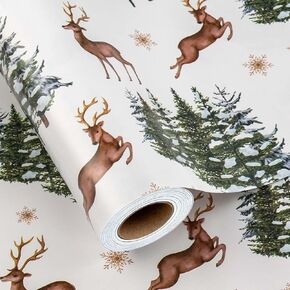 Merture Christmas Wrapping Paper Roll - 17 In X 32.8 Ft (46.5 sq.ft.ttl.) Elegant Christmas Gift Wrap with Watercolor Berry & Bloom Design for Christmas, Birthday, Valentines Day