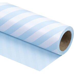 WRAPAHOLIC Reversible Wrapping Paper - Mini Roll - 17 Inch x 33 Feet - Red and Stripes Design for Christmas, Birthday, Holiday, Wedding, Baby Shower