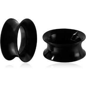 2Pcs Ear Tunnels Ear Gauges Ultra Thin Soft Silicone Flexible Flesh Double Flared Tunnels Expander Stretching Gauge Earlets Plug Hollow Ear Gauges Body Piercing 8G-1"