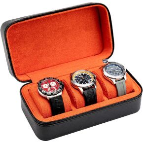 Watch Travel Case for Men | Leather Watch Case with 3 Slots | Perfect Travel Watch Case | Watch Case Travel Men | Travel Watch Cases for Men | Portable Watch Case | Watch Carrying Case