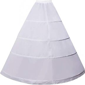 BONOYUER Women's White Petticoat 4 hoops Crinoline Underskirt Full Long Petticoat Slips for Wedding Dress Ball Gown