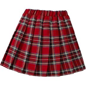Milumia Girl's Plaid Print Mini Skirt Elastic Waist Pleated A Line Skater Tennis Skirts
